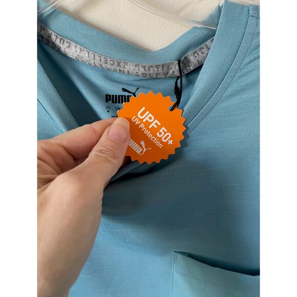 Puma Lightweight Performance Golf UPF 50 T-Shirt Teal Blue Size Medium NEW - Picture 5 of 9